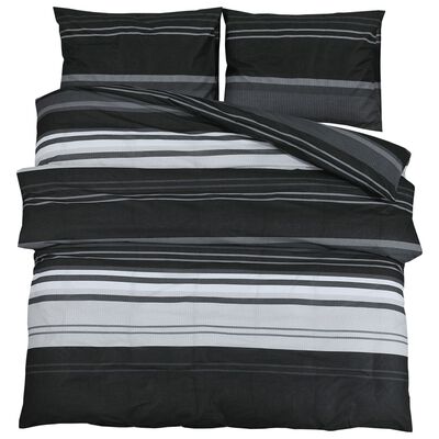 vidaXL gultasveļas komplekts, melns un balts, 200x200 cm, kokvilna