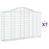 vidaXL arkveida gabiona grozi, 7 gb., 200x30x120/140cm, cinkota dzelzs