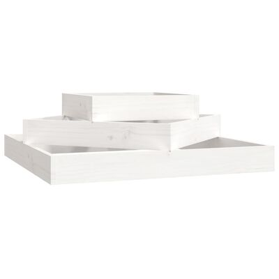 vidaXL puķu kaste, balta, 83x83x27 cm, priedes masīvkoks