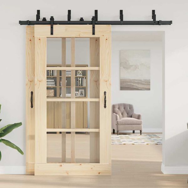 vidaXL bīdāmo durvju sistēma, 213,5 cm, melns tērauds