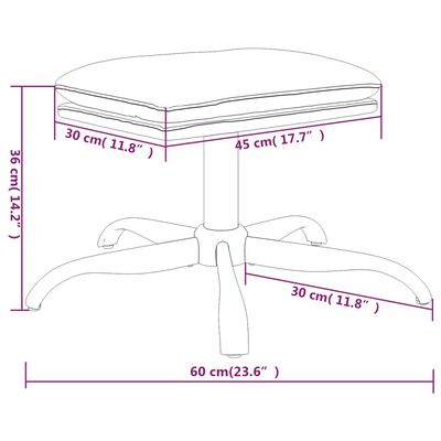 vidaXL kājsoliņš, 60x60x36 cm, krēmkrāsas mikrošķiedras audums
