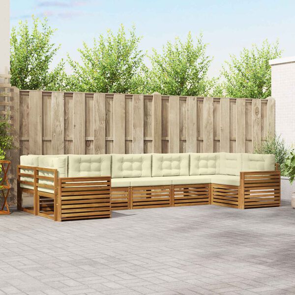 vidaXL Āra dīvānu komplekts ar spilvenu 7 pcs Dabisks un krējuma