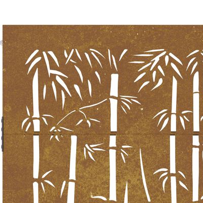 vidaXL dārza vārti, 85x125 cm, tērauds, rūsas efekts, bambusa dizains