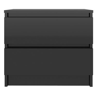 vidaXL naktsskapītis, spīdīgi melns, 50x39x43,5 cm, skaidu plāksne