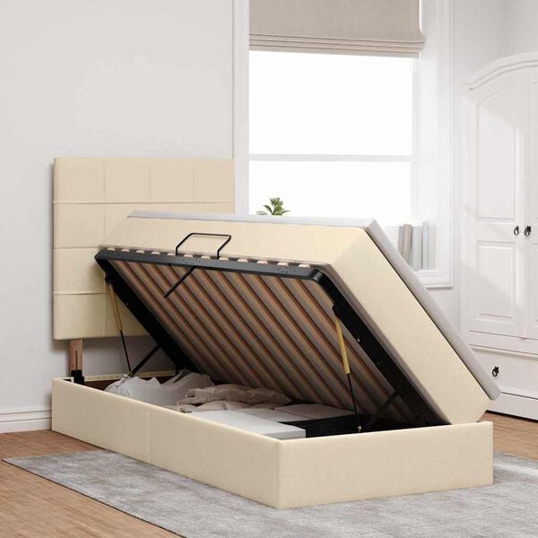 vidaXL Gulta ar uzglabā&scaron;anas vietu un matraci Krēms 90 x 190 cm