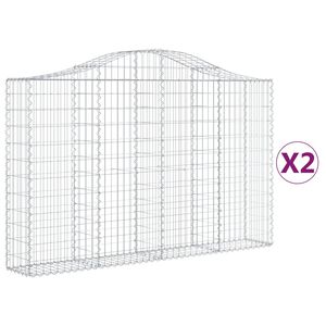 vidaXL arkveida gabiona grozi, 2 gb., 200x30x120/140cm, cinkota dzelzs