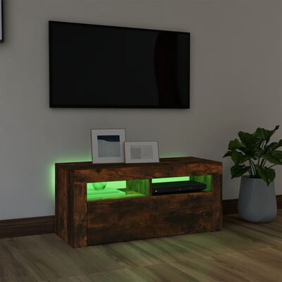 vidaXL TV skapītis ar LED apgaismojumu, ozolkoka krāsa, 90x35x40 cm