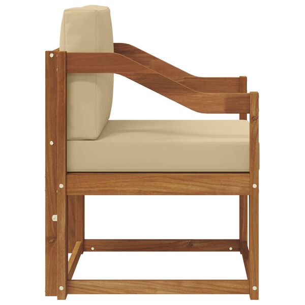 vidaXL Āra dīvāns Cieta akācijas koks un poliesters Dabiska