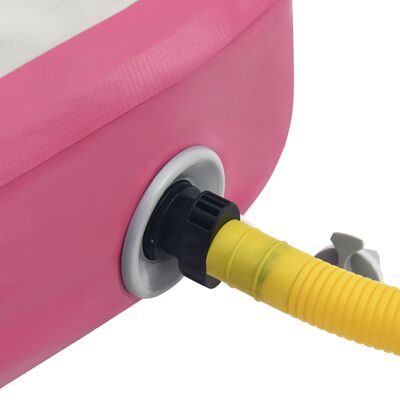 vidaXL piepūšams vingrošanas paklājs ar pumpi, 600x100x20 cm, rozā PVC
