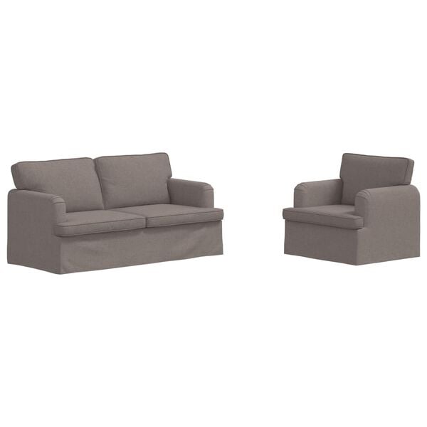 vidaXL Dīvānu komplekts 2 pcs Pelēkbrūna 162 x 80 x 85 cm audums
