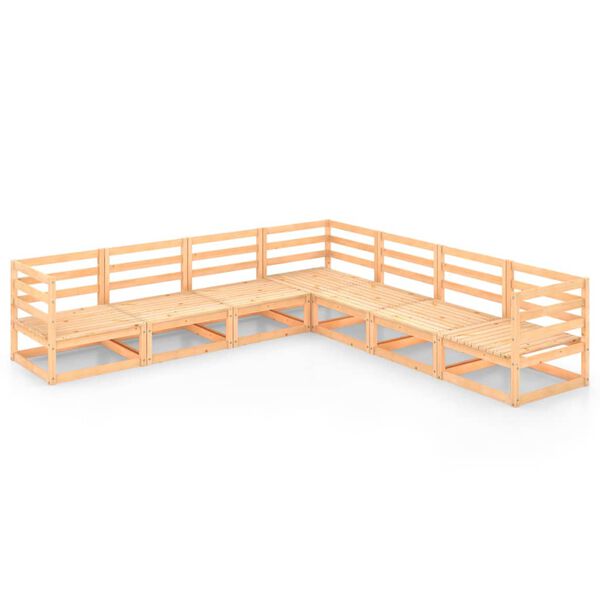 vidaXL 7-daļīgs dārza atpūtas mēbeļu komplekts, priedes masīvkoks