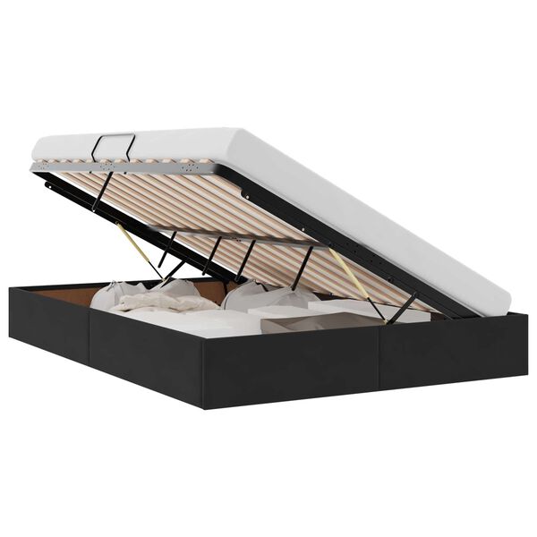 vidaXL Glabā&scaron;anas gulta ar matraci Melna 140 x 190 cm Samts