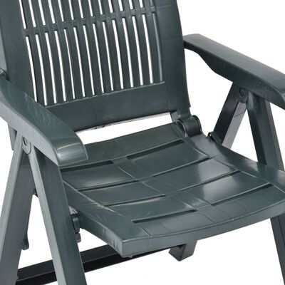 vidaXL atgāžami dārza krēsli, 2 gab., zaļa plastmasa