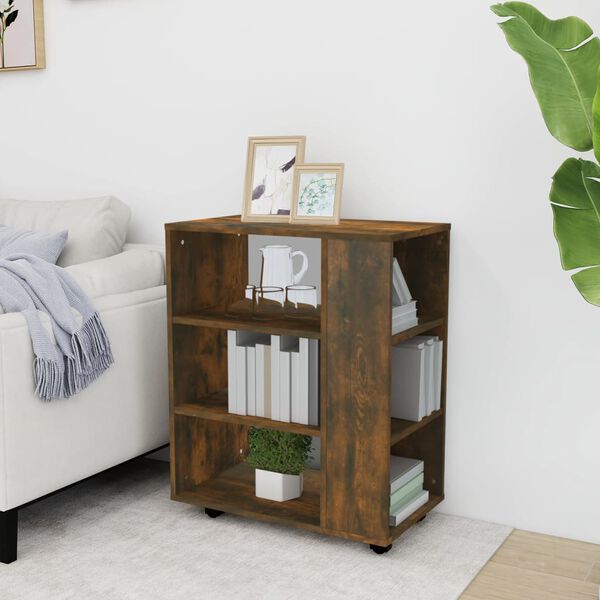 vidaXL plaukts uz riteņiem, ozolkoka, 60x35x75 cm, inženierijas koks