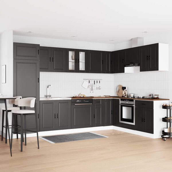 vidaXL Izlietnes skapītis ar uzglabā&scaron;anu Porto Melna 80 x 46 x 81,5 cm