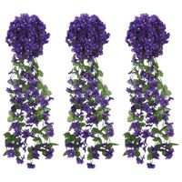 vidaXL mākslīgo ziedu vītnes, 3 gab., tumši violets, 85 cm