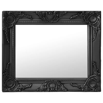 vidaXL baroka stila sienas spogulis, 50x40 cm, melns