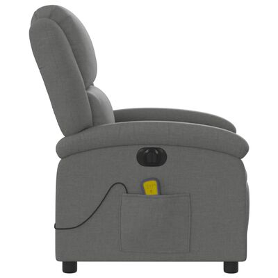 vidaXL elektrisks masāžas krēsls, atgāžams, tumši pelēks audums