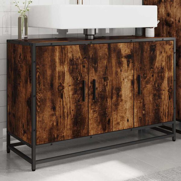 vidaXL izlietnes skapītis, 90x33x60 cm, inženierijas koks, ozolkoka