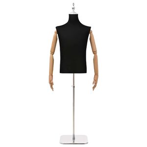 vidaXL Regulējams manekens 170-218 cm ar pamatni Vīrie&scaron;u PP Melns