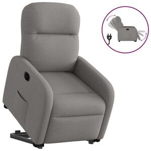 vidaXL elektrisks atpūtas krēsls, paceļams/atgāžams, pelēkbrūns audums