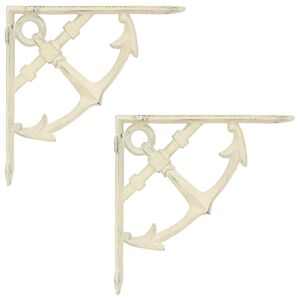 vidaXL Sienas plauktu stiprinājumi 2 gab. Antīka balta 10 x 10 x 3 cm
