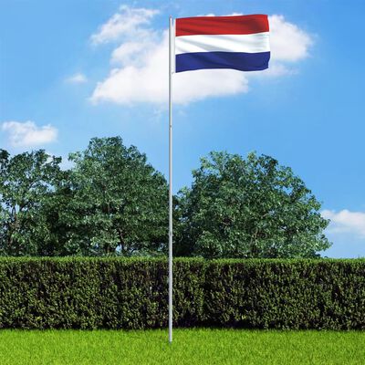 vidaXL Nīderlandes karogs un karoga masts, alumīnijs, 4 m