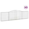 vidaXL arkveida gabiona grozi, 9 gb., 400x30x100/120cm, cinkota dzelzs