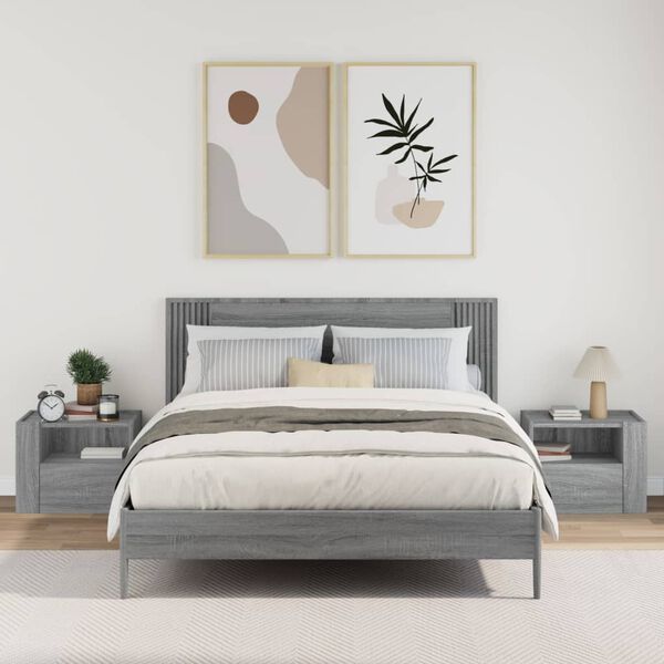 vidaXL sienas naktsskapī&scaron;i, 2 gab., pelēka ozolkoka krāsa, 45x30x35 cm