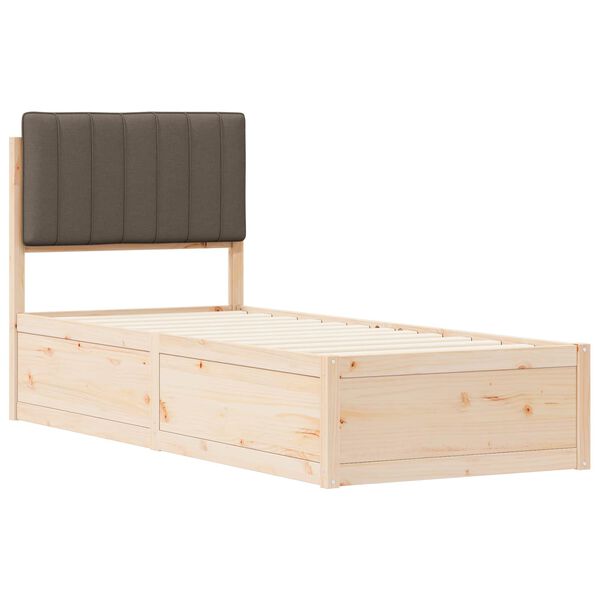 vidaXL Gultas rāmis ar polsterētu galvas balstu Pelēkbrūna 75 x 190 cm