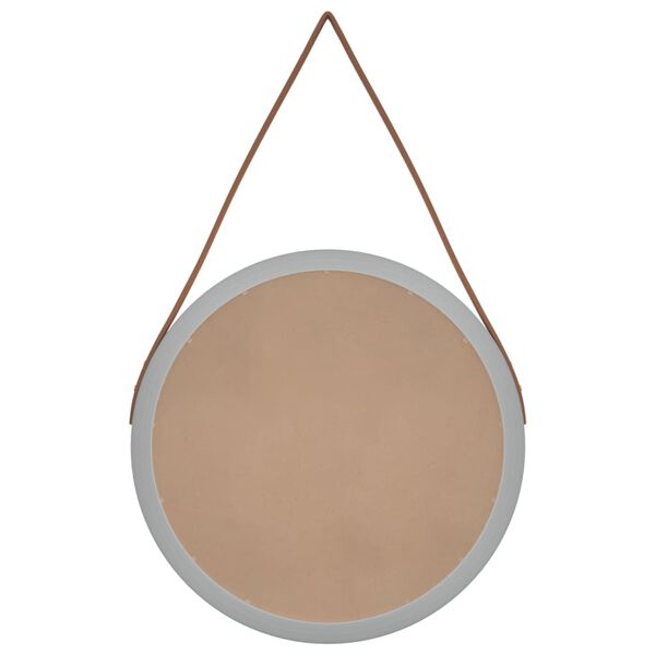 vidaXL sienas spogulis ar siksnu, sudraba krāsas, &Oslash; 45 cm