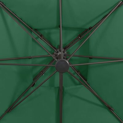 vidaXL dārza saulessargs ar divkāršu jumtu, 300x300 cm, zaļš