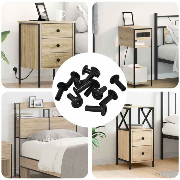 vidaXL Elkoņu uzgriežņi 12 pcs Melns M4 x 14,5 mm Metāls