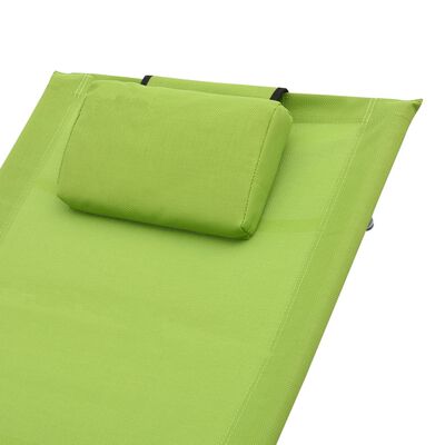 vidaXL sauļošanās zvilnis ar spilvenu, zaļš tekstilēns