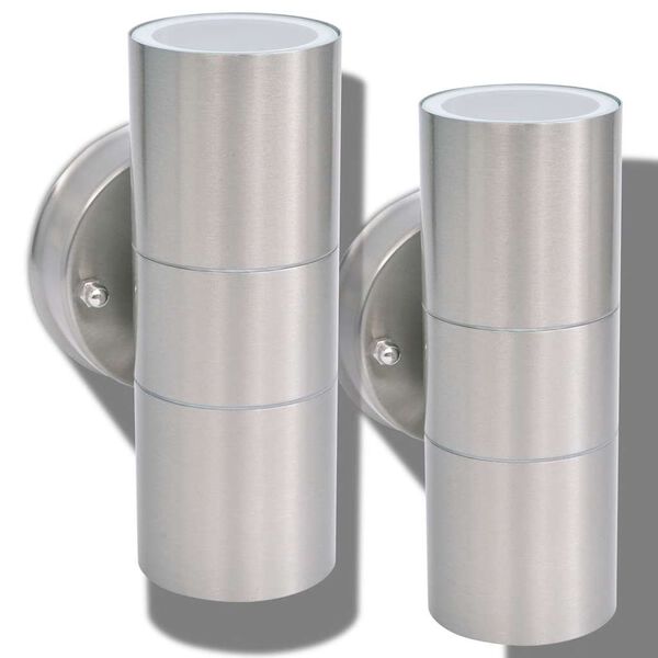 vidaXL āra LED sienas lampa, divvirzienu, 2 gab., nerūsējo&scaron;ais tērauds