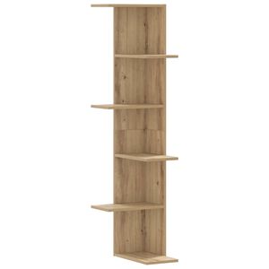 vidaXL sienas stūra plaukts, koka krāsa, 36,5x36,5x140 cm, koks