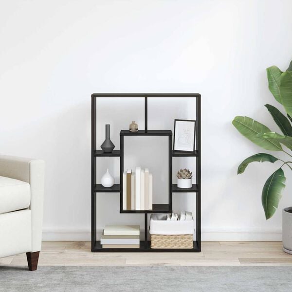 vidaXL Grāmatplaukts Melns ozolkoks 63 x 20 x 90 cm Inženierijas koks