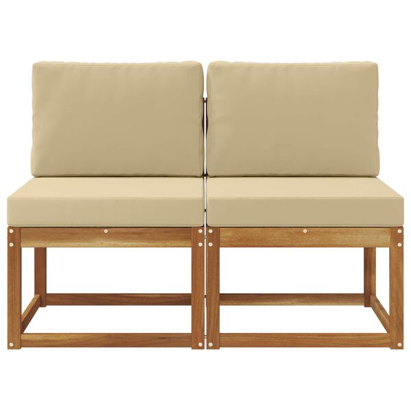 vidaXL 2 Gabals Āra vidējā dīvāns Cietā akācijas koks Dabiska