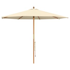 vidaXL Dārza parasols &Oslash; 300 x 248 cm Cieta eikalipta koksne Krēmkrāsas