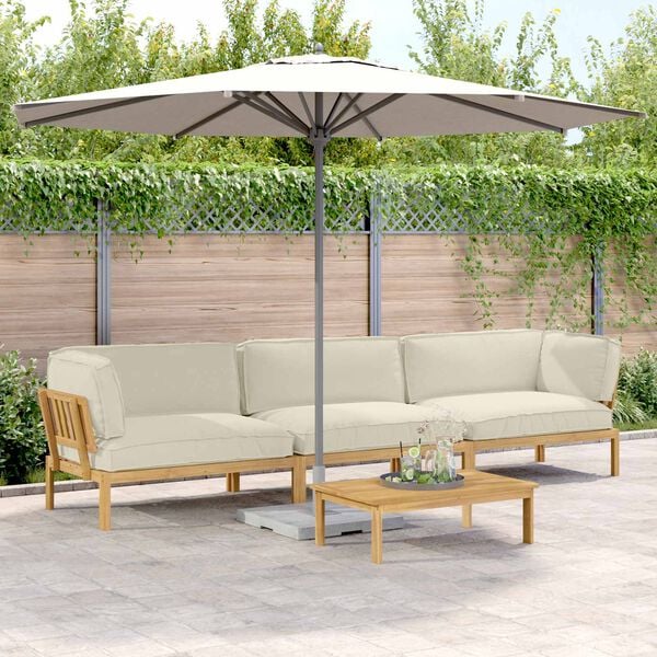 vidaXL Dīvānu komplekts 4 pcs Krēmkrāsa Cietā akācijas koks