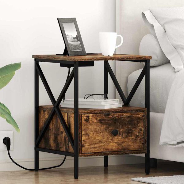 vidaXL Nakts skapītis 2 pcs Dūmaka ozols 41,5 x 40,5 x 55 cm