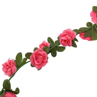 vidaXL mākslīgo ziedu vītnes, 6 gab., sarkanrozā, 240 cm