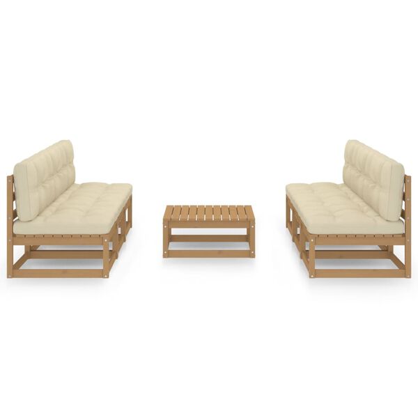 vidaXL 7-daļīgs dārza atpūtas mēbeļu komplekts ar matračiem, priede