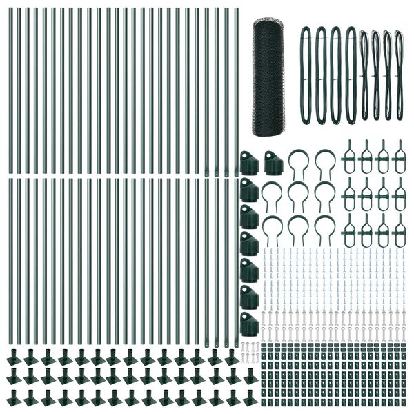 vidaXL Žoga āķis Zaļa 100 x 0,4 m (13 mm siets) Tērauds un PVC