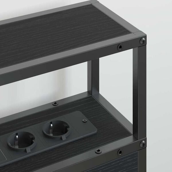 vidaXL Uzglabā&scaron;anas galvas balsts Melns ozols 180 cm Inženierijas koks