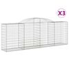 vidaXL arkveida gabiona grozi, 3 gb., 300x50x100/120cm, cinkota dzelzs
