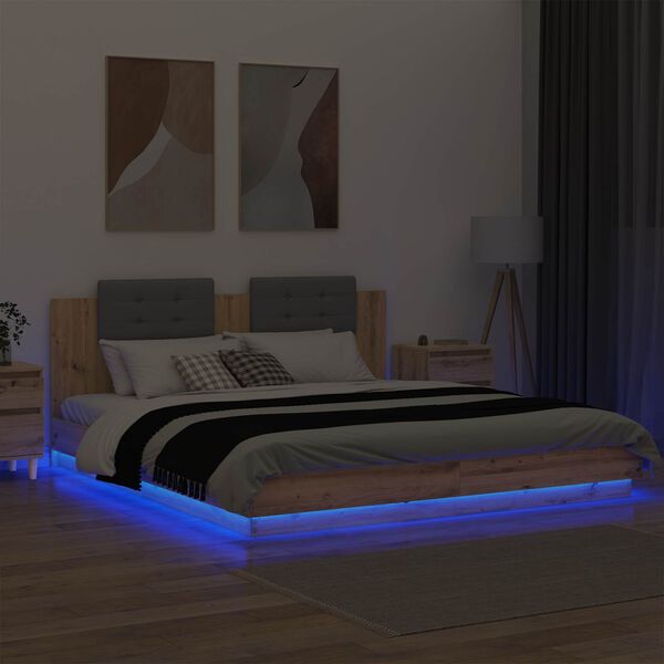 vidaXL Gultas rāmis ar atzveltni Artisānā ozols 180 x 200 cm