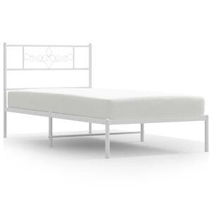 vidaXL gultas rāmis ar galvgali, balts metāls, 100x200 cm