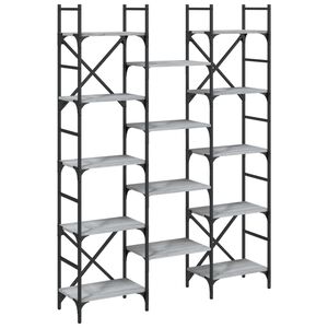 vidaXL grāmatplaukts, pelēks, 127,5x28,5x172,5 cm, inženierijas koks
