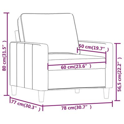 vidaXL atpūtas krēsls, krēmkrāsas, 60 cm, samts